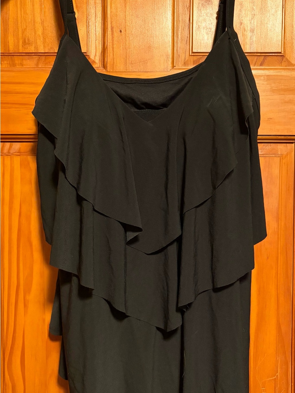 Black Ruffled Plus Size Tankini Top